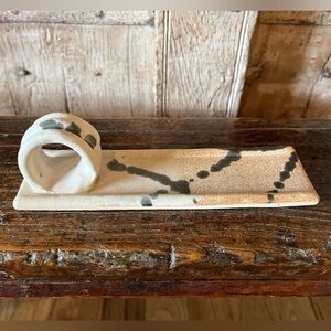 Butter Server / Sled LEN LINDSAY Signed Stoneware Glazed Pottery Vintage 80s